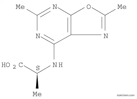 Molecular Structure of 102248-96-4 (L-Alanine, N-(2,5-dimethyloxazolo[5,4-d]pyrimidin-7-yl)-)